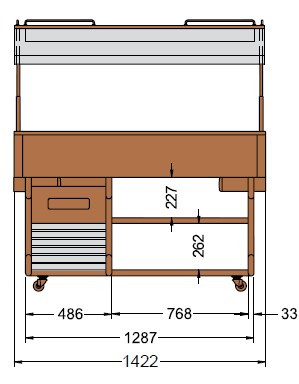 СТОЛ ШВЕД.ОХЛАЖД.ОСТРОВ. TECFRIGO OASI 4 M СВЕТ. ОРЕХ