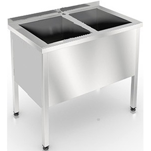 Ванна котломоечная Assum ВКСБ-П2-2/420/480 (1200х600х850) (глуб.400, фартук 3 стор)