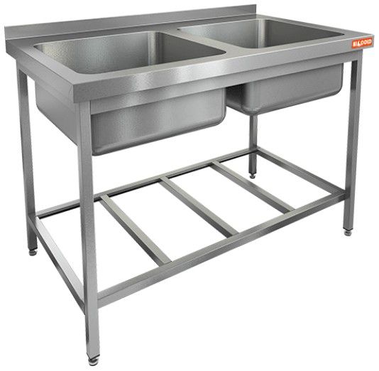 НСО2М-12/7БР ЭН стол-моечная ванна, 2 секц. (500х500х300), (нерж.угол.), HICOLD RUS