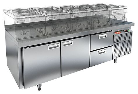 GN 112/TN LT стол охл. под тепловое оборуд.(-2+10), 2 двери 2 ящика, 1835х700х675мм, HICOLD RUS