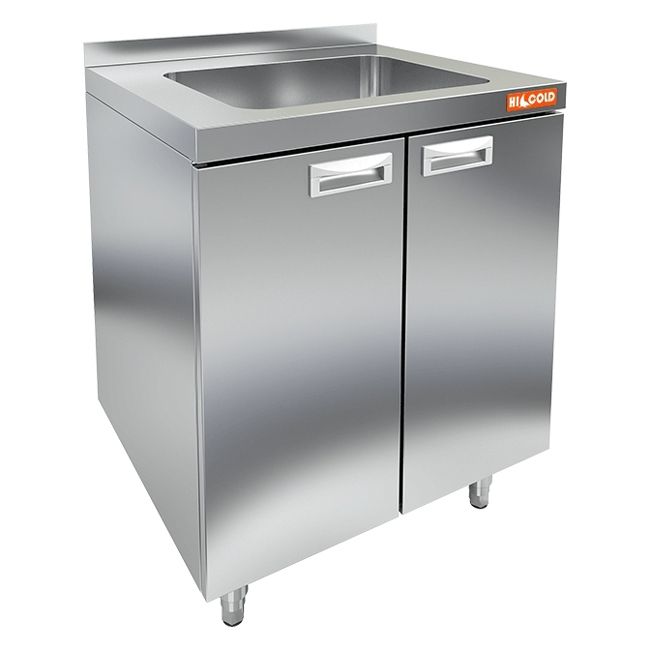 НБМСЗМ-7/5Б модуль барный- стол закрыт. с бортом, с мойкой (400х350х175), 700х500х850мм, HICOLD RUS