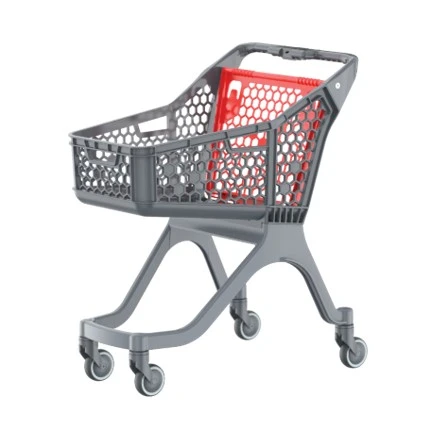 Тележка покупательская пластиковая SURF S серая, задняя стенка красная (RAL 2002)