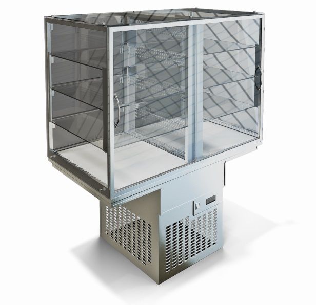 Витрина охлаждаемая, корпус закалённое стекло толщиной 8 мм,  ВО-1355Д