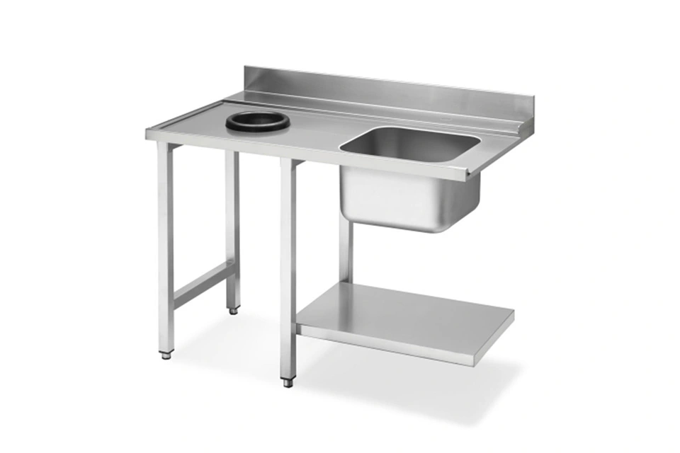 Стол приставной WT51200SHL с мойкой и отв. для отходов 1200 мм д/посудом. маш. т.м. SMEG, серии HTY