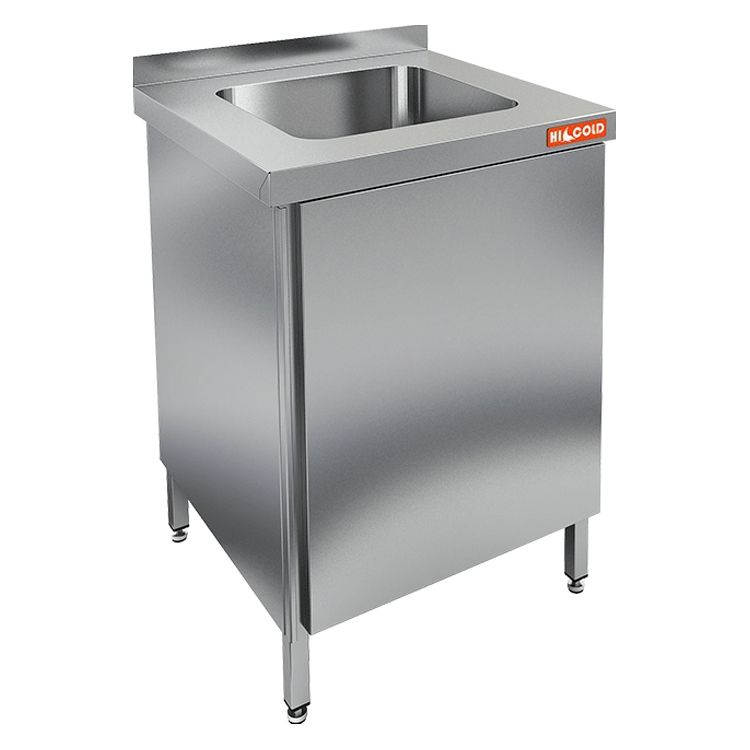 НСЗ1М-6/7БП (отступ под коммун.) стол с ванной  моеч. 1 секц. (400х500х250), закрыт.