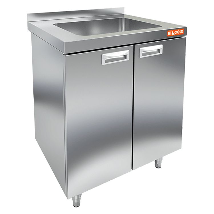 НБМСЗМ-6/5Б (+100мм столешн.) модуль барный- стол закрыт. с бортом, с мойкой (400х350х175)