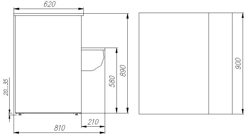 Прилавок серии G95 N 0,9-7 (П-1 Полюс) RAL 9006
