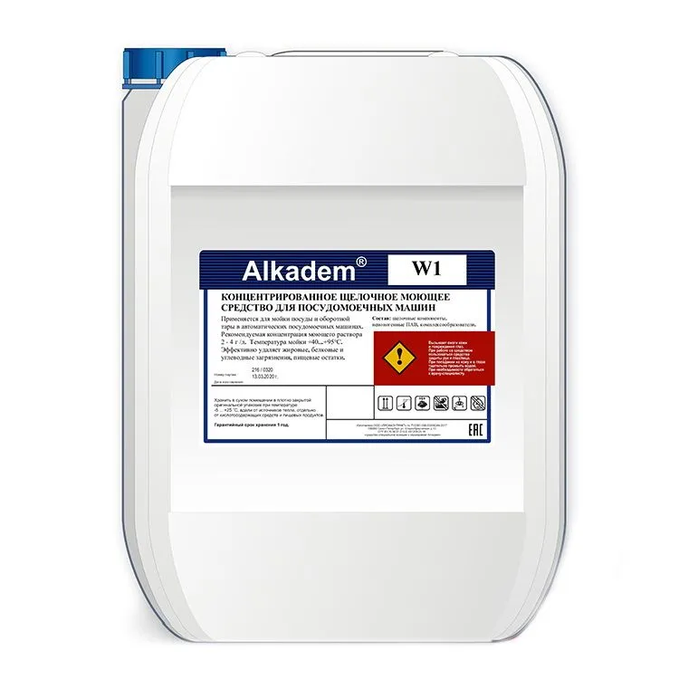 ALKADEM W1 Средство жидкое моющее тм CLEANEQ, для посудом. машин , канистра 5 л