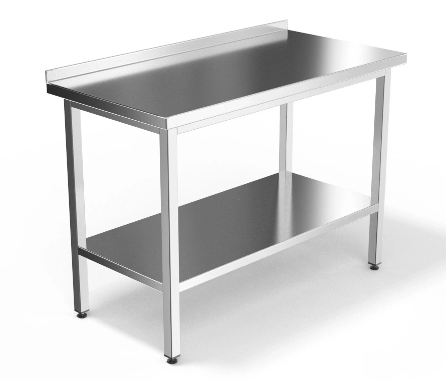 Стол производственный, СПБП 800/600/850, п («Профи», GP, борт h= 50 мм, столешница h= 50 мм, полка сплошная- 1шт.)