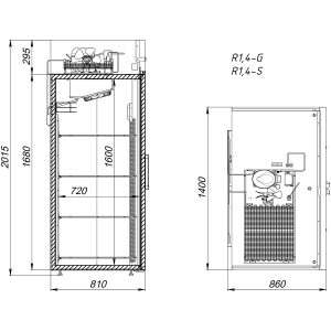 Шкаф холодильный Аркто R1.4-G (P) короткие ручки
