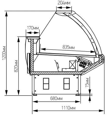 Холодильная витрина Марихолодмаш Парабель ВХС-2,5 (без агрегата)