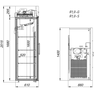 Шкаф холодильный Аркто R1.0-G (P) короткие ручки