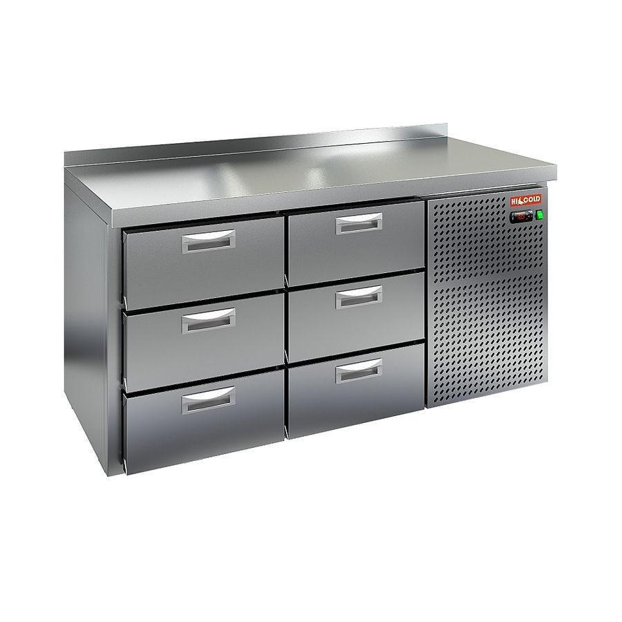 SN 33 BR2 TN стол охл. (-2+10), 6 ящиков, увелич. объёма, на низ. ножках, 1505х600х850мм, HICOLD RUS