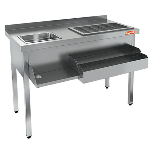 НКС-10/6БПК коктейльная станция с бортом, теплоизолир. ванна, мойка, полка, двойной карман