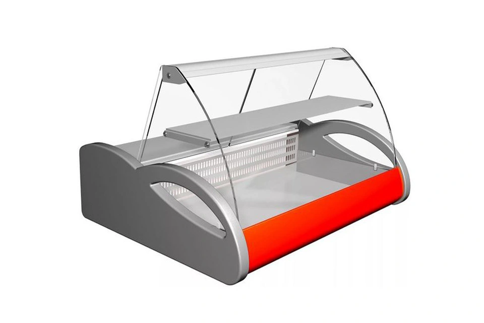 Витрина холодильная серии A87 SM 1,0-1 (ВХС-1,0 Арго) бок сер.декор красн.