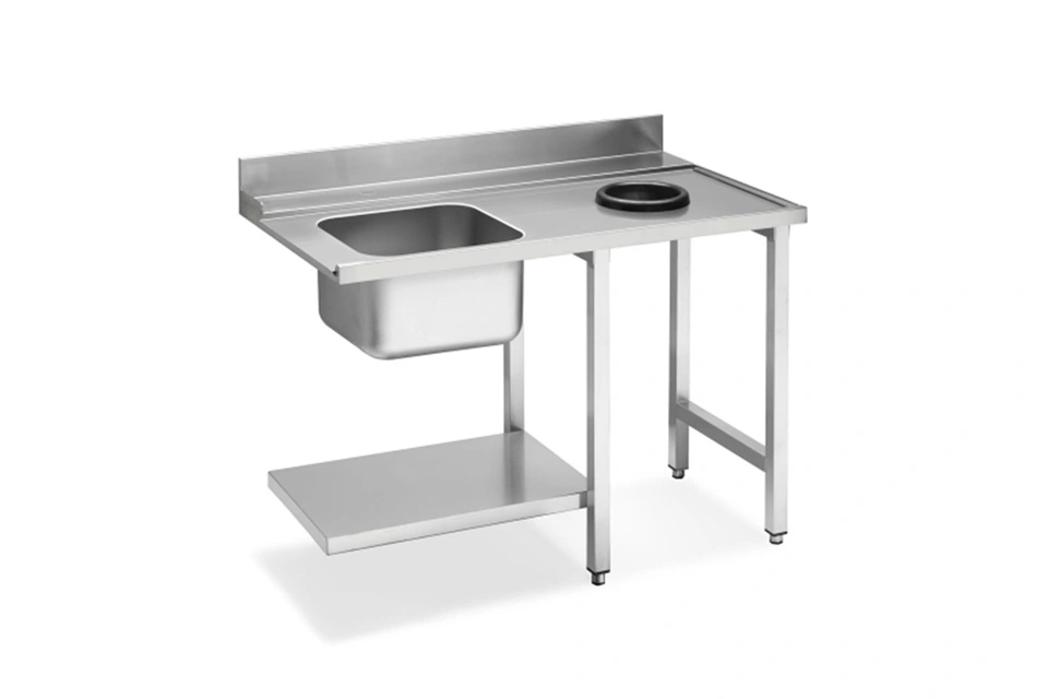 Стол приставной WT51200SHR с мойкой и отв. для отходов 1200 мм д/посудом. маш. т.м. SMEG, серии HTY