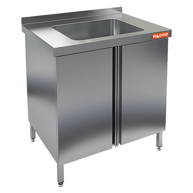 НСЗ1М-7/7Б  стол с ванной  моеч. 1 секц. (500х500х300), закрыт., с распашн. дверцами, HICOLD RUS