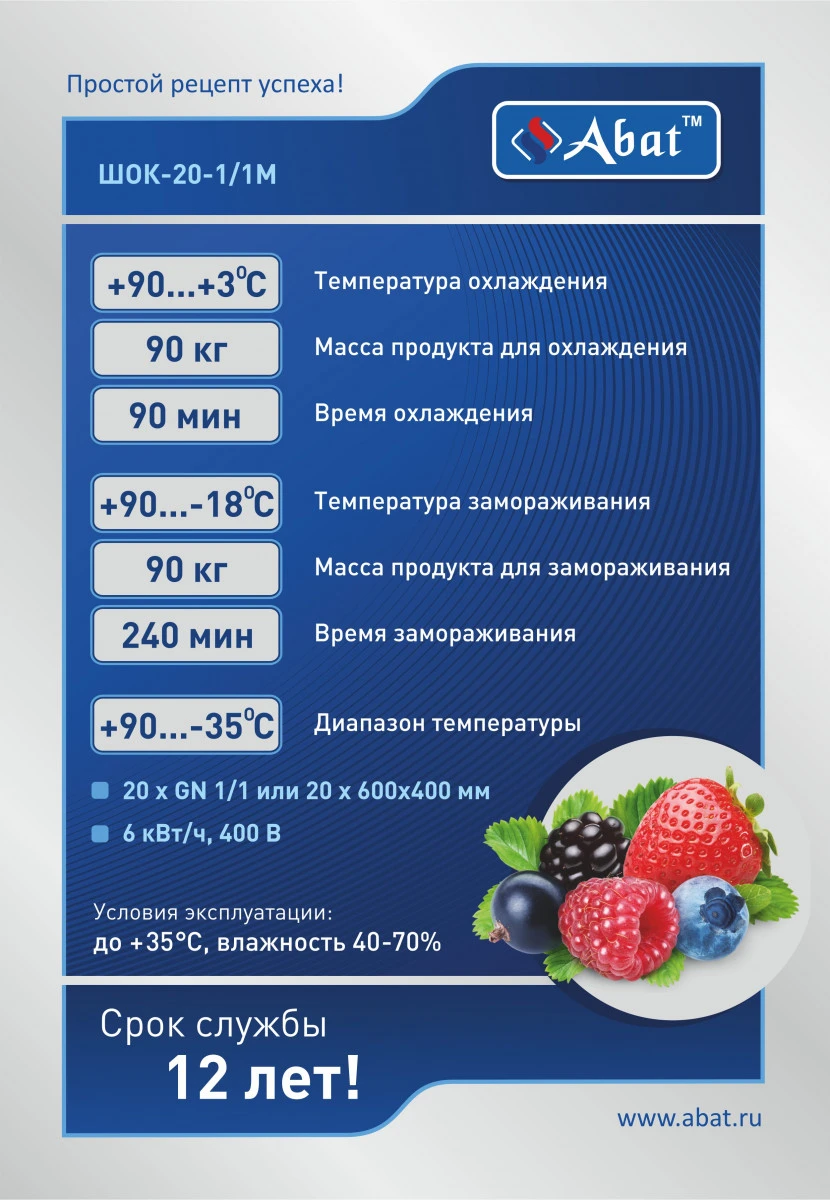 Шкаф шоковой заморозки Abat ШОК-20-1/1М