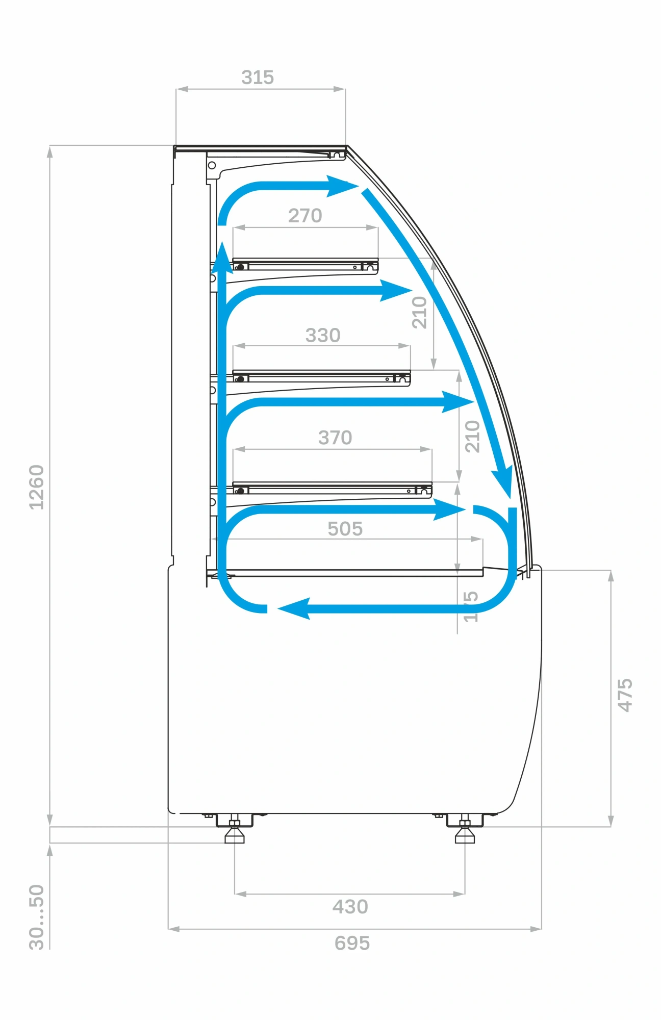 Витрина холодильная Carboma серии K70 VM 0,9-1 LIGHT (версия 2.0) (9005)